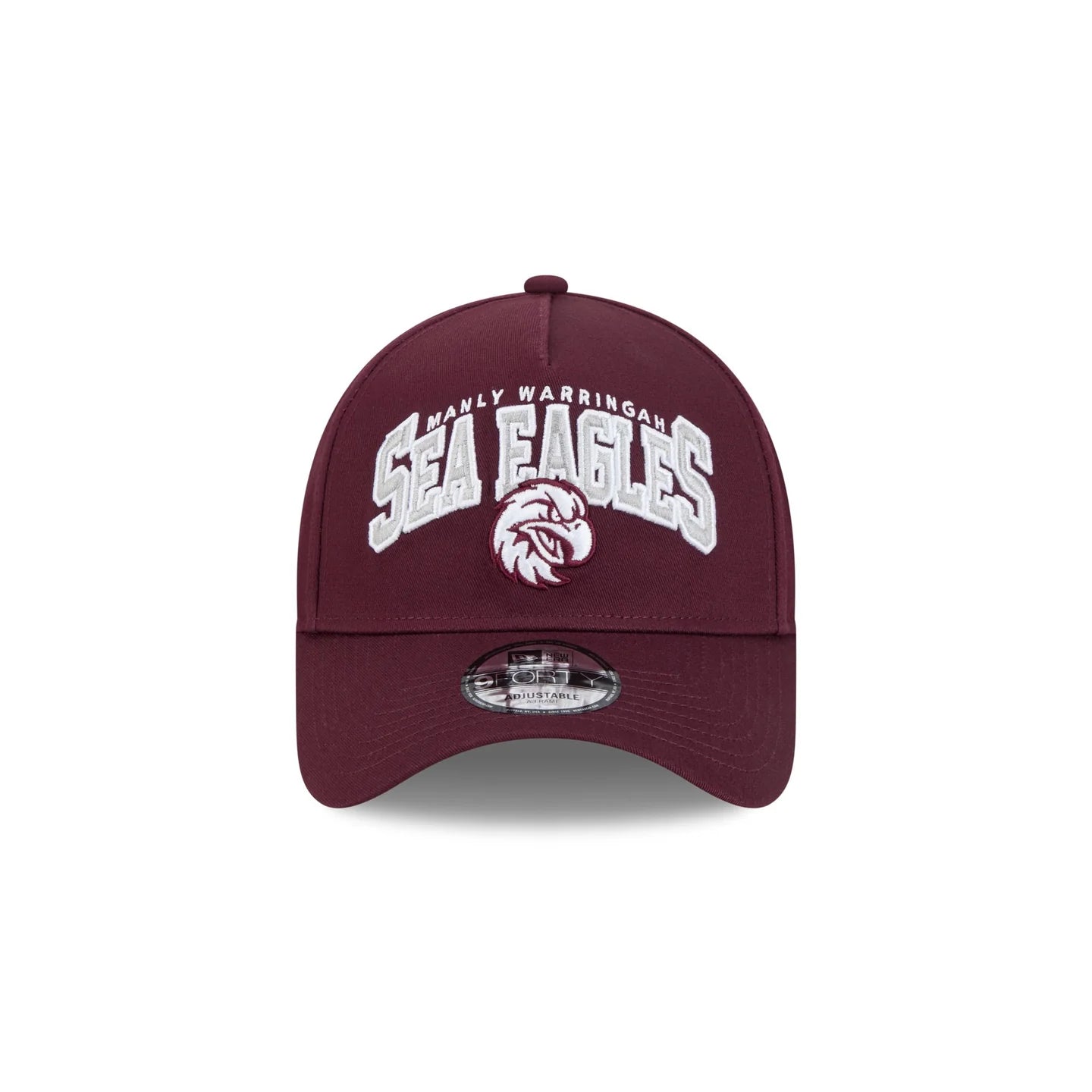 Manly Warringah Sea Eagles Hat - Maroon Logo Arch 9Forty A-Frame NRL Snapback Cap - New Era